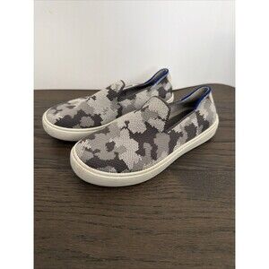 ROTHY'S Kids Slip On Sneakers Gray Camo Sz 1 Flat Washable Comfort Shoes